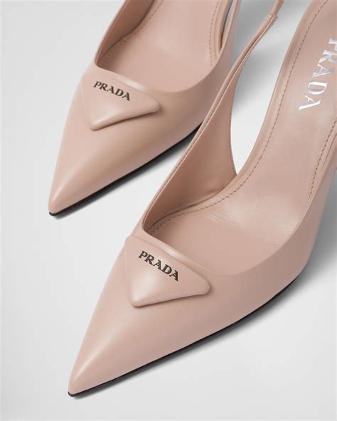 prada round block heel pumps|prada brushed leather slingback pumps.